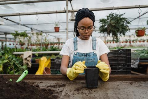 Female in a garden centre